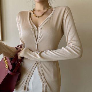 Layer-front Fitted Cardigan