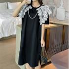 Short-sleeve Lace Panel T-shirt / A-line Dress