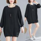 3/4-sleeve Pullover Dress Black - Xxl