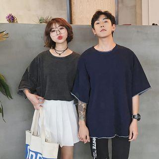 Couple Matching Batwing Sleeve Cuffed Top