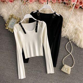 Long Sleeve Cold Shoulder Knit Top