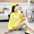 Two-tone Lettering 3/4-sleeve T-shirt