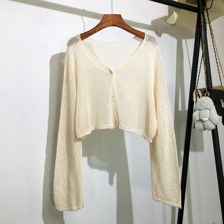 Cropped Mesh-knit Cardigan