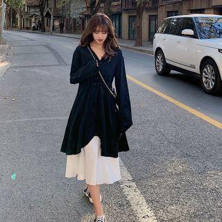 Set: Plain Tank Dress + Long-sleeve Plain Dress