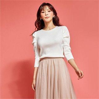 Puff-shoulder Knit Top