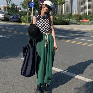 Plaid Tank Top Check - Black & White - One Size