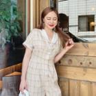 Frilled-collar Plaid Playsuit