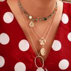 Flower Pendant Layered Necklace 9045 - One Size