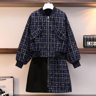 Set: Tweed Zip Jacket + Mini A-line Skirt