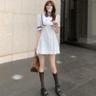 Puff-sleeve Sailor Mini Dress