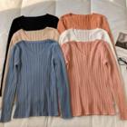 Long-sleeve V-neck Slim-fit Knit Top