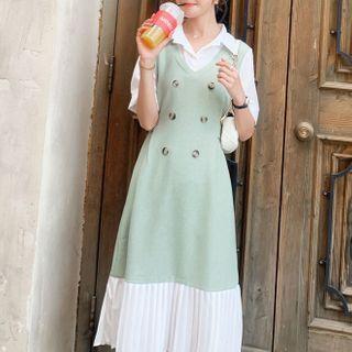 Mock Two Piece Dress As Shown In Figure - M