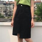 Asymmetric Fitted Denim Skirt