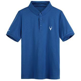 Short-sleeve Plain Polo Shirt / Short-sleeve Deer Embroidered Polo Shirt
