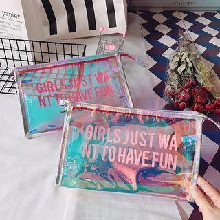 Holographic Lettering Zipper Pouch