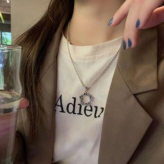 Hoop Pendant Alloy Necklace Xl1372 - Silver - One Size