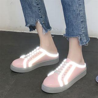 Patent Lace-up Mules