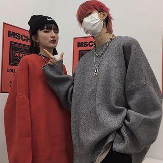 Couple Matching Side-slit Oversize Sweater