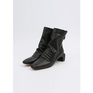 Zip-back Block-heel Ankle Boots