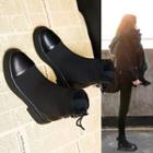 Lace-up Back Knit Panel Short Boots