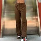 High-waist Pocket Wide-leg Pants