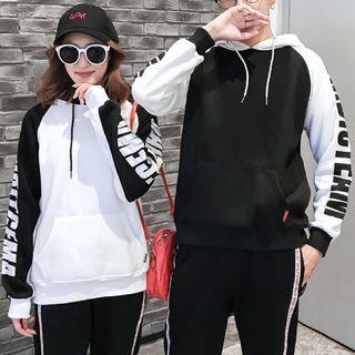 Couple Matching Lettering Hoodie / Lettering Strap Sweatpants