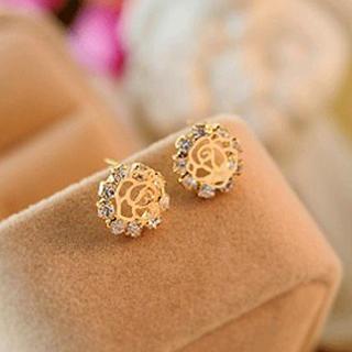 Hollow Rose Rhinestone Earrings