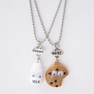 Couple Matching Set Of 2: Cookie & Milk Pendant Necklace As Shown In Figure - One Size