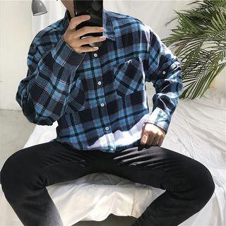 Detachable Sleeve Plaid Shirt