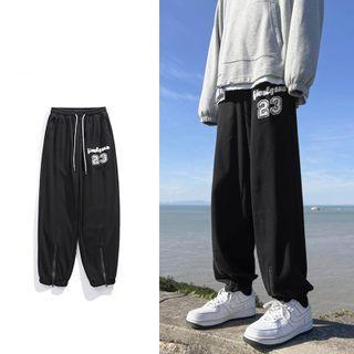 Lettering Wide Leg Jogger Pants