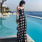 Checked Spaghetti Strap Maxi A-line Dress