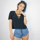 Cross Strap-front Cropped T-shirt