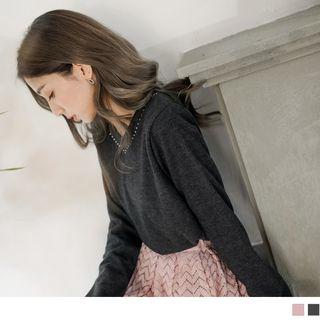 Beaded V-neck Top