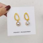 Faux Pearl Dangle Earring 1 Pair - Yellow & Gold - One Size