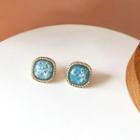 Square Resin Alloy Earring 1 Pair - Blue - One Size