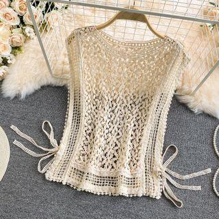 Drawstring Crochet Knit Tank Top