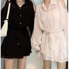 Long-sleeve Cold-shoulder Top/ Shorts