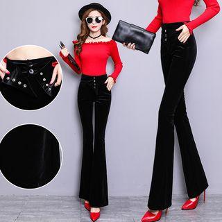 Fleece-lined Boot Cut Velvet Pants