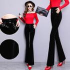 Fleece-lined Boot Cut Velvet Pants