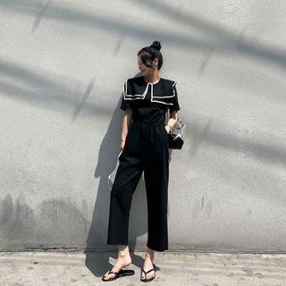Sailor-collar Shirt Jumpsuit