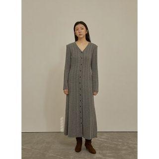 Button-up Maxi Cable-knit Dress