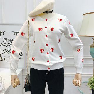 Heart / Cherry Print Knit Cardigan
