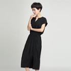 Short-sleeve Chiffon Midi Dress