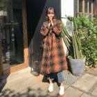 Double-breasted Long Plaid Coat
