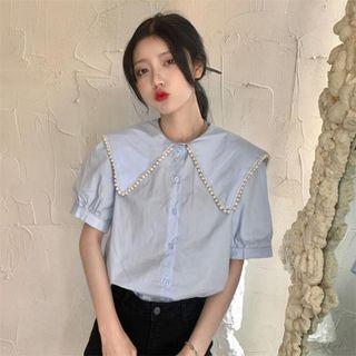 Peter Pan Collar Puff-sleeve Shirt