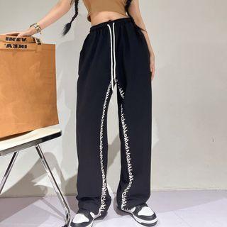 Crop Tank Top / Lettering Wide Leg Pants