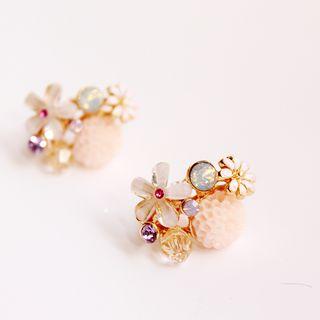 Alloy & Acrylic Flower & Bead Dangle Earring