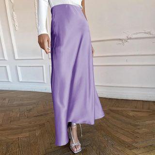 High-waist Satin Midi Skirt