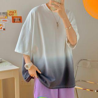 Plain Elbow-sleeve Oversized Tee