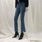 Fleece Lined Slit Boot-cut Jeans